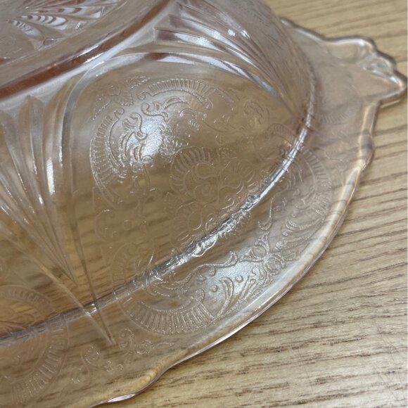 Pink Depression Glass Hazel Atlas Royal Lace Oval Serving Vegetable Bowl 1930-40 - Picture 3 of 5